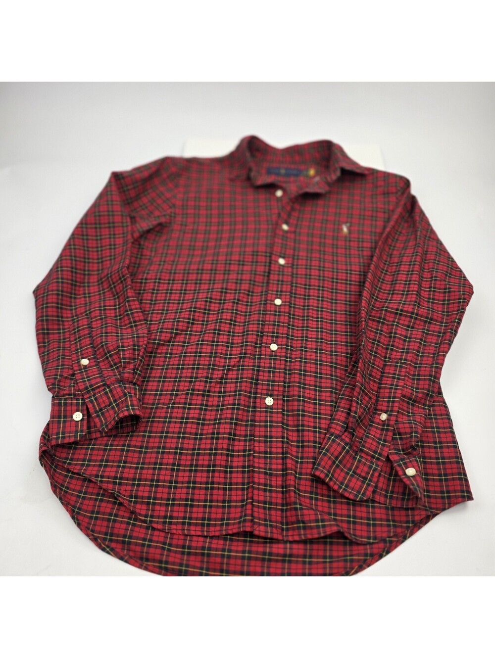 LAUREN RALPH LAUREN Red Buffalo Check Plaid Embroidered Crest RL Size S / P